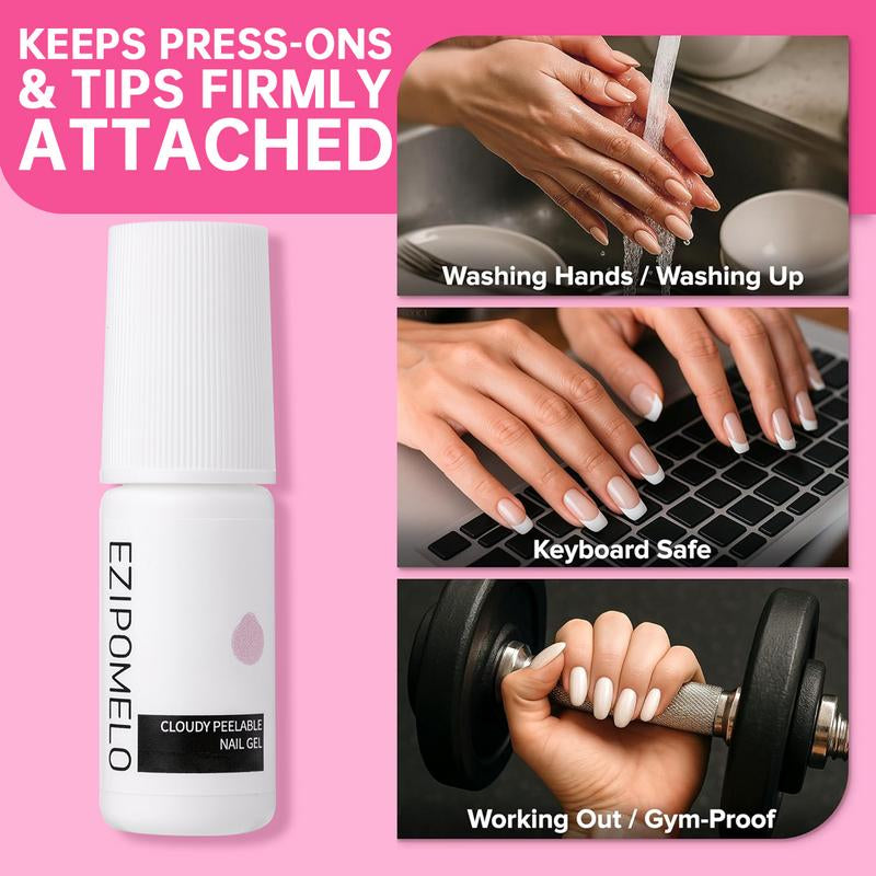 Ezipomelo Nail Glue for Press Ons, Press on Nails and Acrylic Nails, Super Strong Long Adhesion Lasting Gel Nail Glue for Nail Tips, Upgrade Safety Non-Acid Non-Toxic, No Need LED Lamp