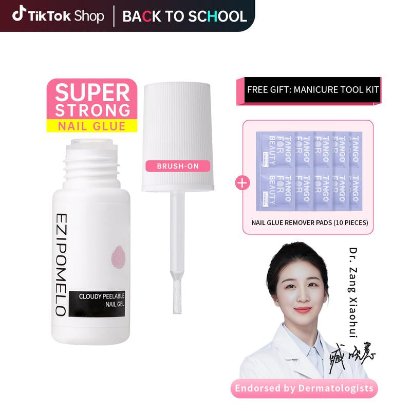 Ezipomelo Nail Glue for Press Ons, Press on Nails and Acrylic Nails, Super Strong Long Adhesion Lasting Gel Nail Glue for Nail Tips, Upgrade Safety Non-Acid Non-Toxic, No Need LED Lamp