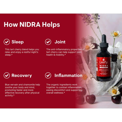 Leefy Organics Tart Cherry Nidra - Fast Absorbing, Anti-Inflammatory, Sleep Support, Pain Relief, Muscle Recovery, Joint & Heart Health - Non-Gmo, Gluten-Free, Vegan - 2 Oz Healthcare Acid Natural Supplement
