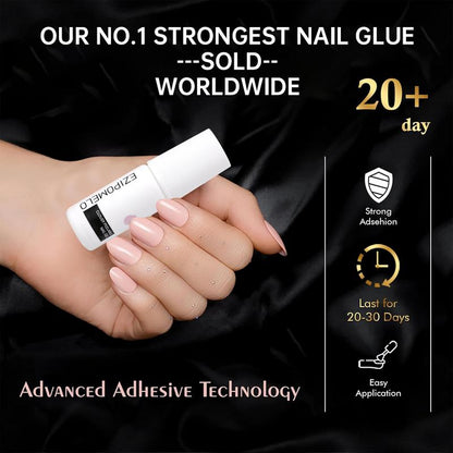Ezipomelo Nail Glue for Press Ons, Press on Nails and Acrylic Nails, Super Strong Long Adhesion Lasting Gel Nail Glue for Nail Tips, Upgrade Safety Non-Acid Non-Toxic, No Need LED Lamp